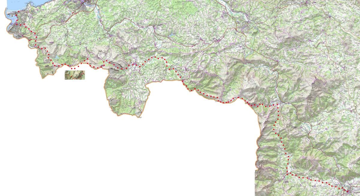 Carte de l'étape 12 : Saint Jean Pied de Port - Hendaye